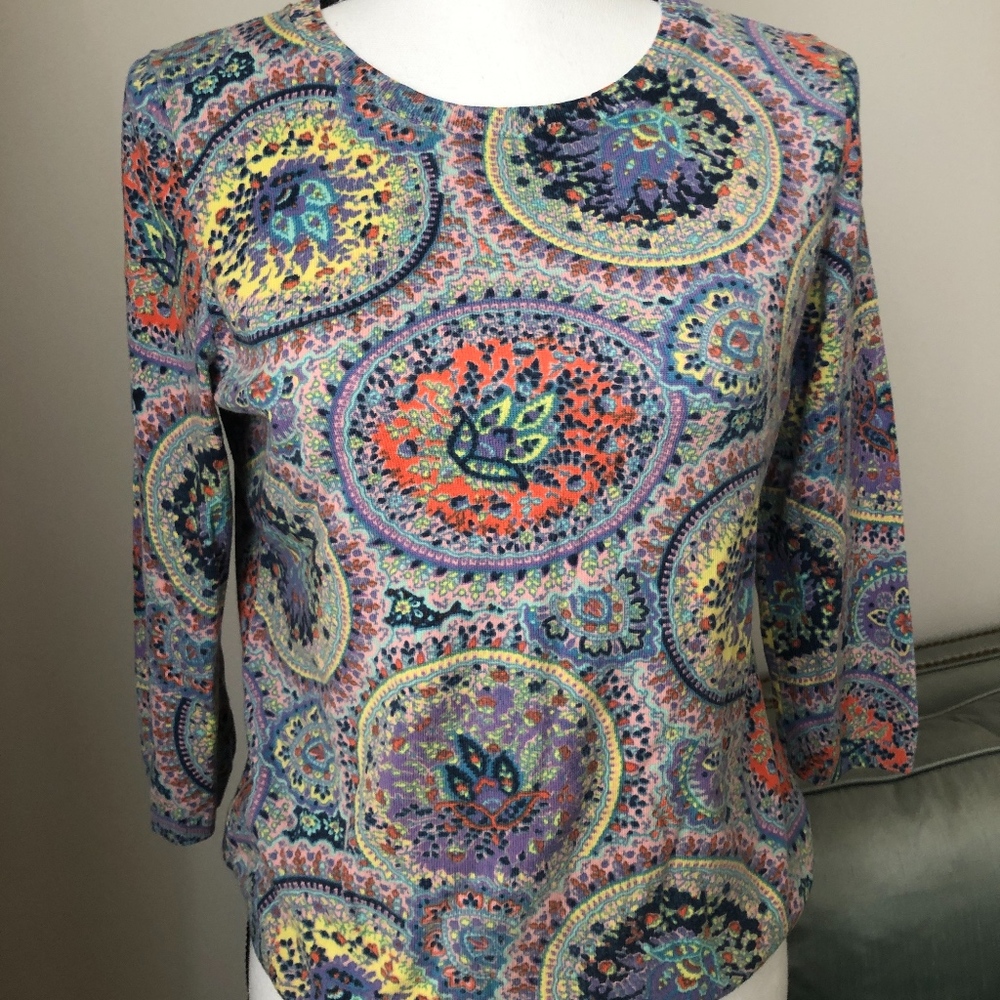 Talbots Fun And Colorful Patterned Top - image 5